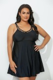 Black Lattice VNeck Swimdress