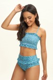 Blue Pleat High Waist Bikini Set