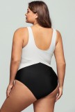 Black And White Colorblock Wrap Straps OnePiece Swimsuit