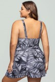 Leafy Twist Front V Neck Swimdress