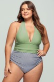 Halter V Neck Backless OnePiece Swimsuit