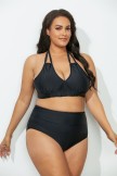 AVENGER BLACK HALTER BIKINI WITH FOLDOVER BRIEF