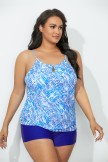 HIGH NECK BLOUSON TANKINI SET WITH BANDED SHORT