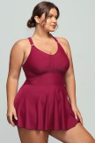 Solid Pink V Neck Crossback Swimdress