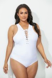 CEO WHITE LACE UP ONE PIECE SWIMSUIT