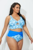 BLUE MERMAID RUFFLE MIDKINI SWIM BIKINI SET